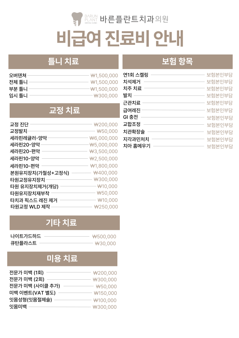 비급여수가표 2